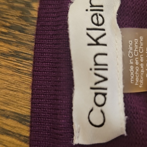 Calvin Klein Deep Purple Puff Sleeve Sweater Dress - Picture 8 of 9